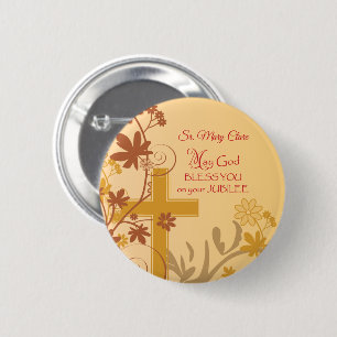 Personalise, Jubilee Anniversary Nun Cross, Swirls 6 Cm Round Badge