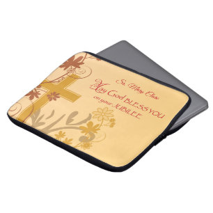 Personalise, Jubilee Anniversary Nun Cross, Swirls Laptop Sleeve