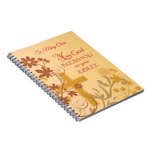 Personalise, Jubilee Anniversary Nun Cross, Swirls Notebook