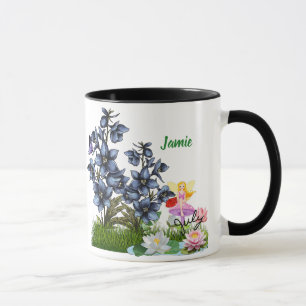 Personalise July Birth Flowers & Stone Mug