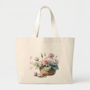 Personalise July Water Lily Tote Bag