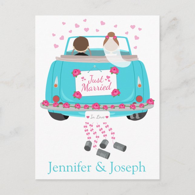 Personalise Just Married Blue Wedding Announcement (Front)