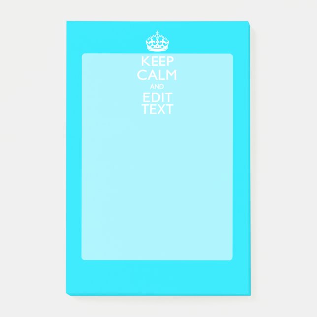 Personalise Keep Calm Your Text Turquoise Blue Post-it Notes (Front)