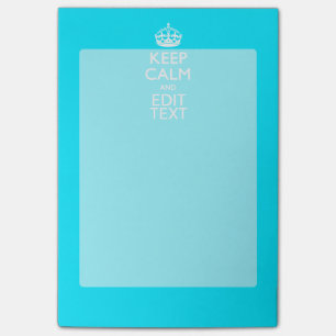 Personalise Keep Calm Your Text Turquoise Blue Post-it Notes