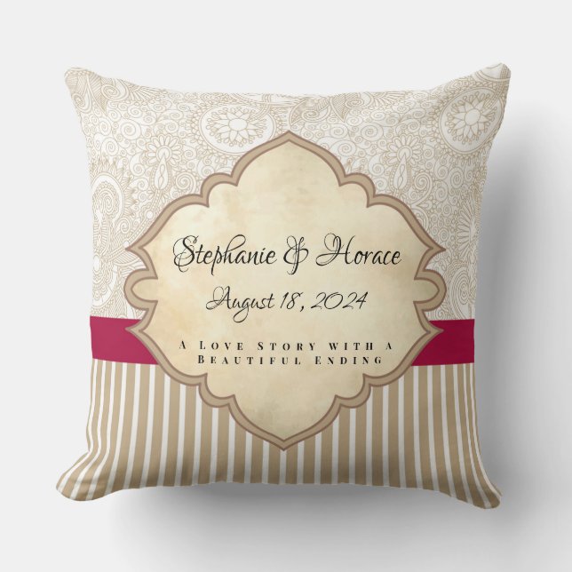 Personalise Keepsake Couples Wedding Cushion (Front)