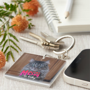 Personalise Keepsake Pet CAT MOM Photo Key Ring