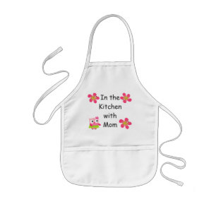 Personalise Kids Apron with Pink Owls and Flowers