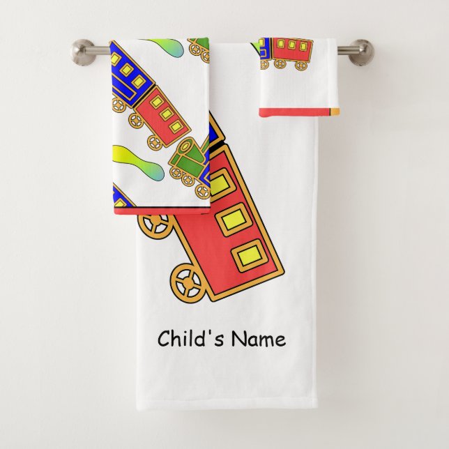 Personalise Kids Choo Choo Train  Bath Towel Set (Insitu)