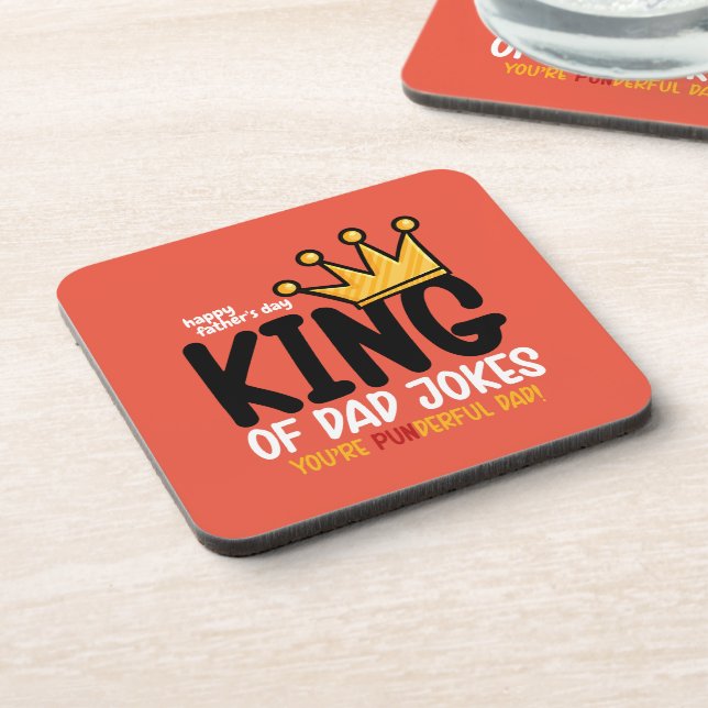 Personalise King of Dad Jokes Coaster (Left Side)