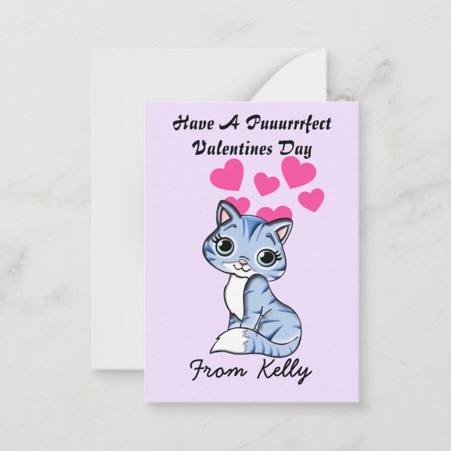Personalise Kitten Valentines Day Cards for Kids (Front)