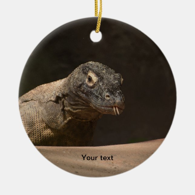 Personalise Komodo Monitor Dragon photography Ceramic Ornament (Front)