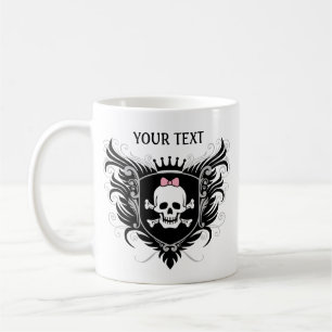Personalise Lady Skull Crest Coffee Mug