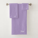 Personalise Lavender Gift Personal      Bath Towel Set<br><div class="desc">Style: Towel Set Turn your bathroom into your own personal oasis with a custom towel perfect for drying you off in style. Towel set is a great gift for many occasions. Dimensions: includes 30" x 60" bath towel, 16" x 28" hand towel and 13" x 13" washcloth Material: front is...</div>
