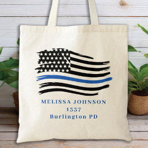 Personalise Law Enforcement Police Thin Blue Line  Tote Bag