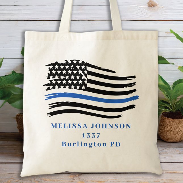 Personalise Law Enforcement Police Thin Blue Line  Tote Bag (Creator Uploaded)