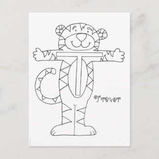 Personalise Letter T Colour Me Postcard