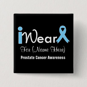 Personalise Light Blue Ribbon Prostate Cancer 15 Cm Square Badge