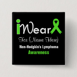 Personalise Lime Green Non-Hodgkin's Lymphoma 15 Cm Square Badge