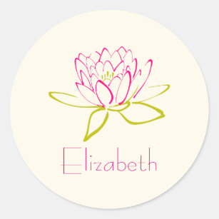 Personalise Lotus Flower / Water Lily Illustration Classic Round Sticker