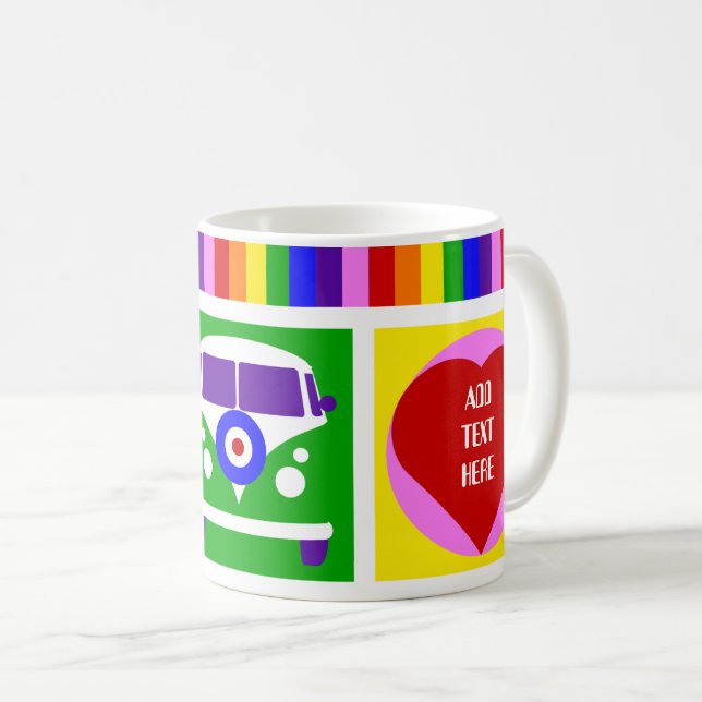 Personalise Love and Peace Camper Van Life  Coffee Mug (Front Right)