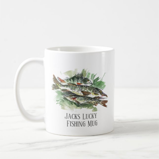 Personalise Lucky Fishing Mug | Pike and Perch (Left)