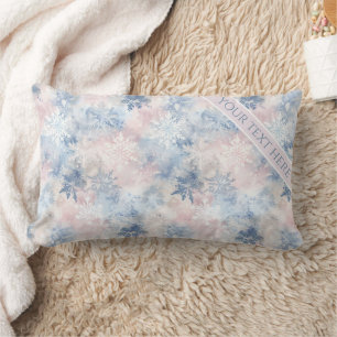 Personalise Lumbar Pillow, Watercolor Snowflakes Cushion
