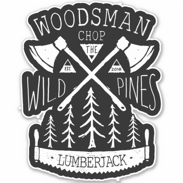 Personalise Lumberjack Crossed Axes Saw Pine Trees (Front)