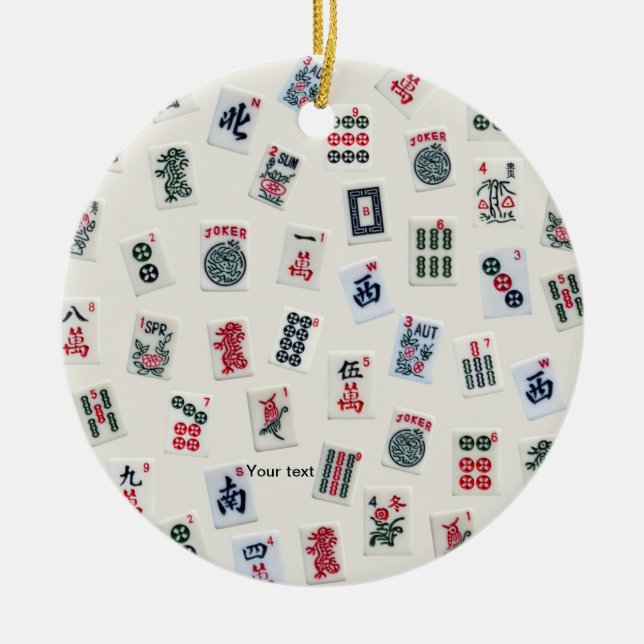 Personalise Mah Jongg tiles symbols design Ceramic Ornament (Front)