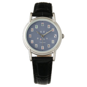 Personalise MahJong tiles design on dark blue  Watch