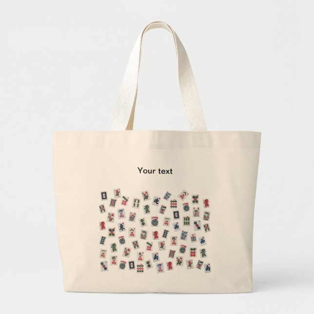 Personalise Mahjong tiles (symbols) large tote bag (Front)