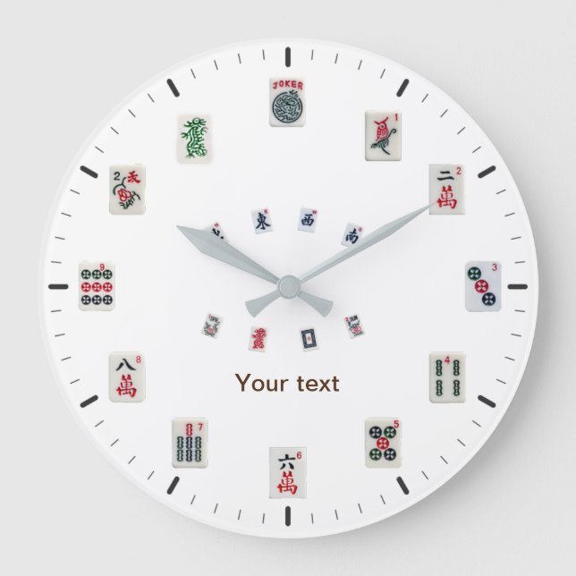 Personalise MahJongg tiles design with dials       Large Clock (Front)