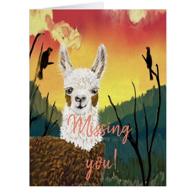 Personalise Mama Llama I Miss You Greeting Card (Front)