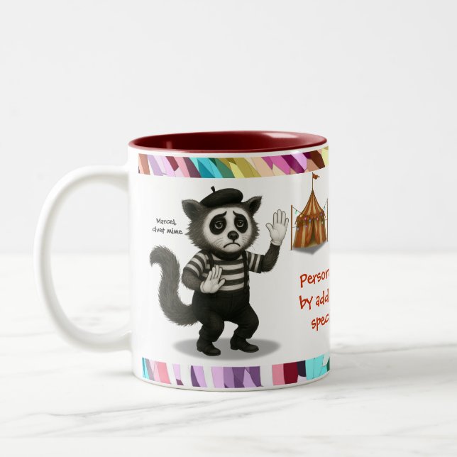 Personalise: Marcel, civet mime Two-Tone Coffee Mug (Left)