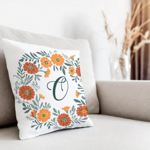 Personalise Marigold Floral Wreath Pillow