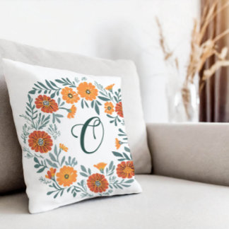 Personalise Marigold Floral Wreath Pillow