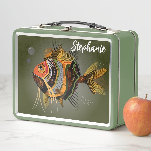 Personalise Marine Animal Colourful Fish Metal Lunch Box (In Situ)