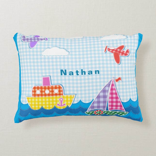 Personalise Marine Craft Ocean Aircraft Blue Sky   Decorative Cushion (Front)
