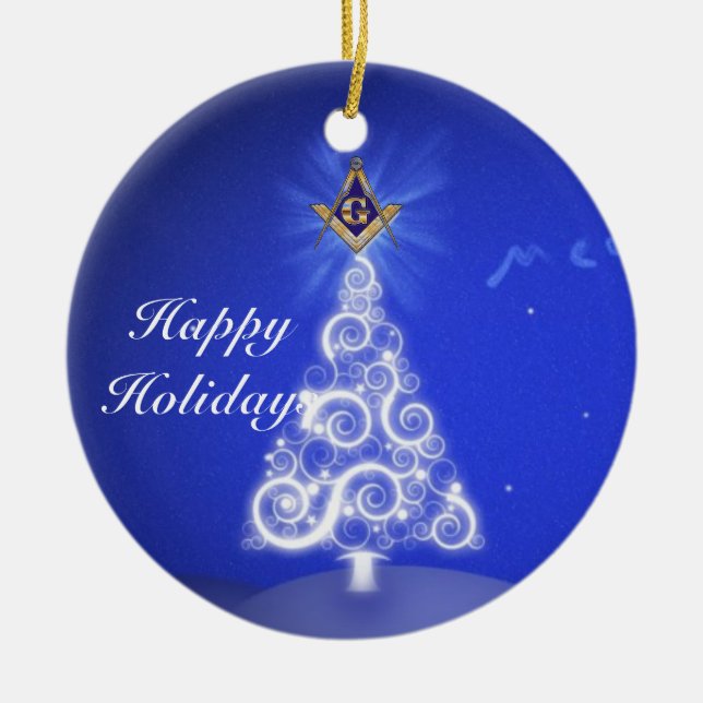 Personalise Masonic Emblem Ceramic Ornament (Front)