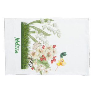 Personalise May Birth Flowers & Stone Baby Blanket Pillowcase