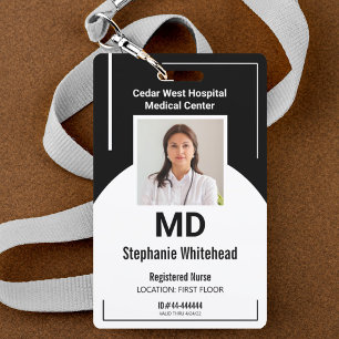 Personalise Medical Employee Photo ID Black Badge