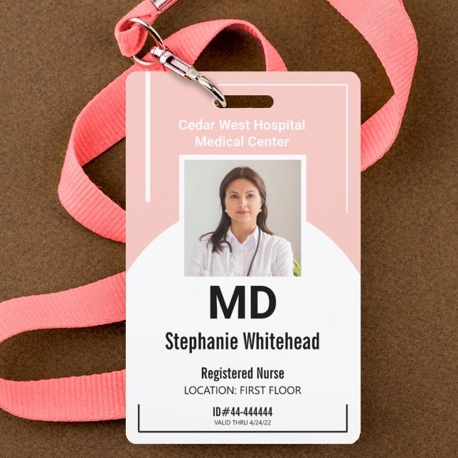 Personalise Medical Employee Photo ID Blush Pink ID Badge (Your photo ID employee badge is not just an identification tool, but a powerful communication medium)