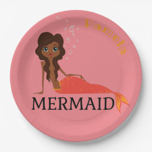 Personalise Mermaid Design Paper Plate