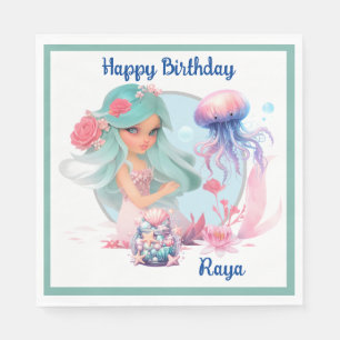 Personalise Mermaid Party  Napkin