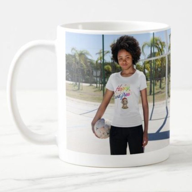 personalise merry christmas  Happy and Free Dog Coffee Mug (Creator Uploaded)