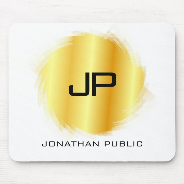 Personalise Metallic Gold Look Monogram Template Mouse Pad (Front)