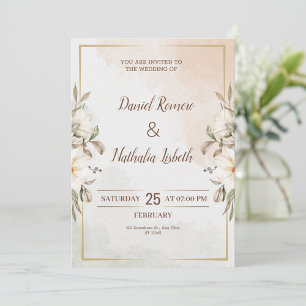 Personalise Minimalistic Floral wedding Invitation
