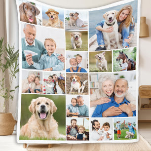 Personalise Modern 18 Photos Collage Unique Gift Fleece Blanket