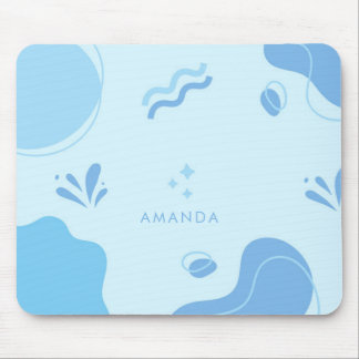 Personalise Modern Abstract Blue Minimalist Mouse Pad