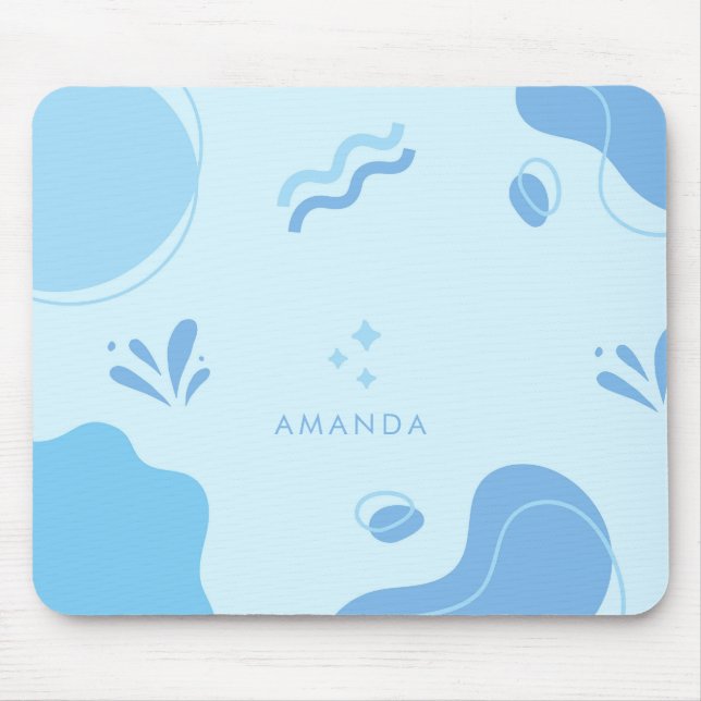 Personalise Modern Abstract Blue Minimalist Mouse Pad (Front)