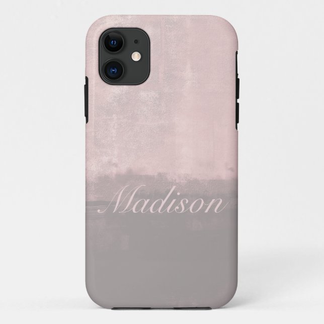 Personalise modern art style light pink grey Case-Mate iPhone case (Back)